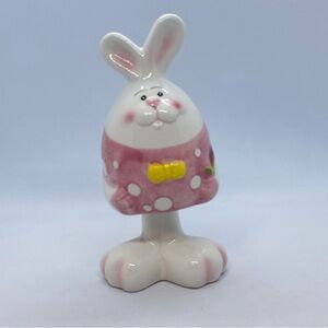Easter Bunny Rabbit Bobble Head Figurine Ceramic Decoration Spring Decor 6" Tall